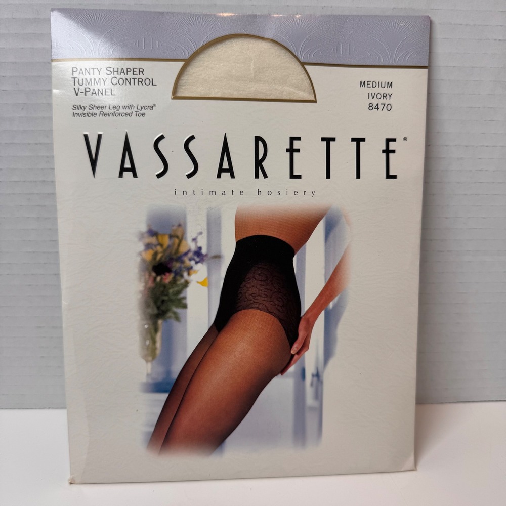 Vassarette Panty Shaper Women Medium Ivory Tummy Control Sheer Tights 8470